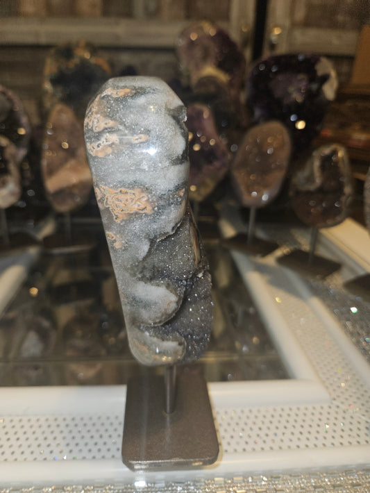 Quartz Druzy with Chalcedony “Flower” Inclusions