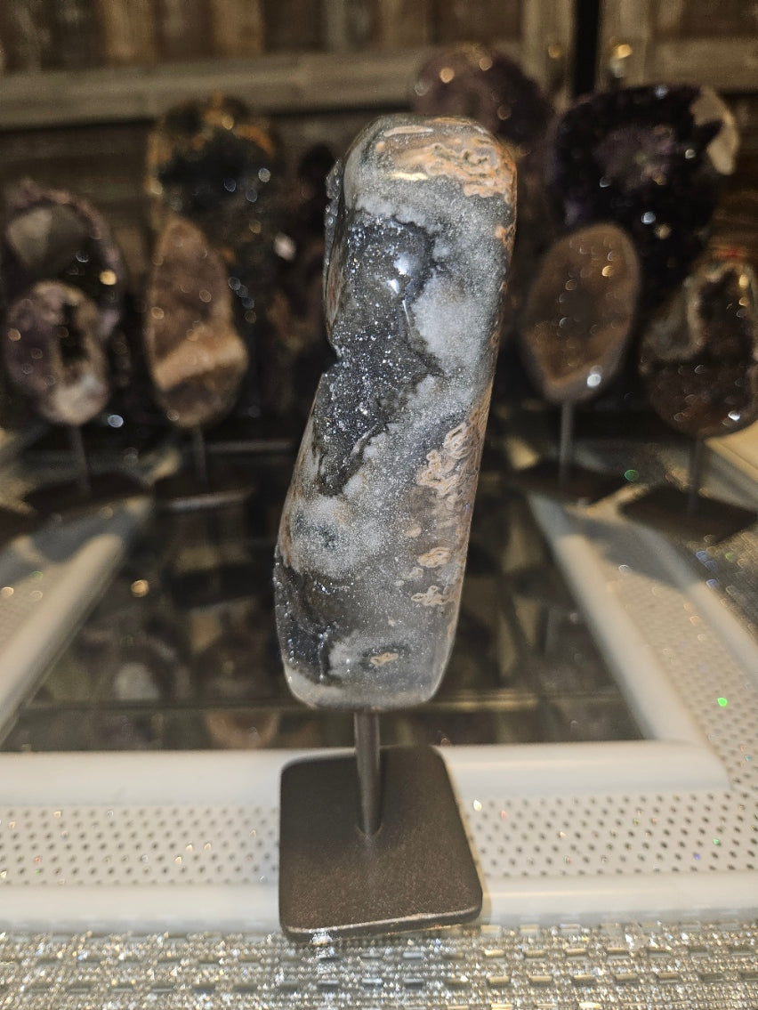 Quartz Druzy with Chalcedony “Flower” Inclusions