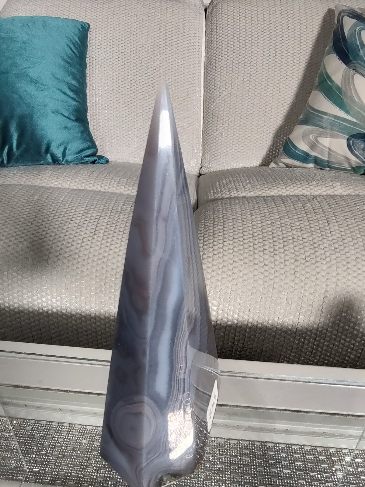 Blue Grey Banded Agate Tower – #19