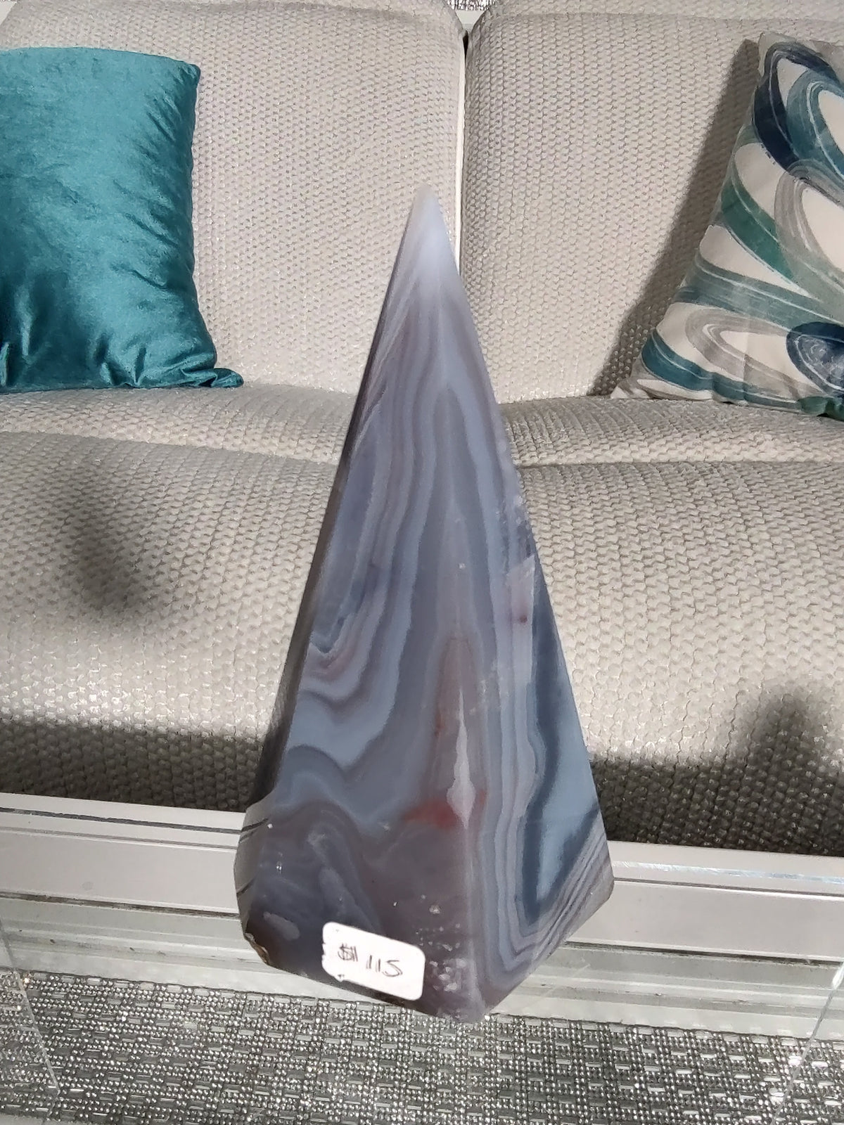 Blue Grey Banded Agate Tower – #19