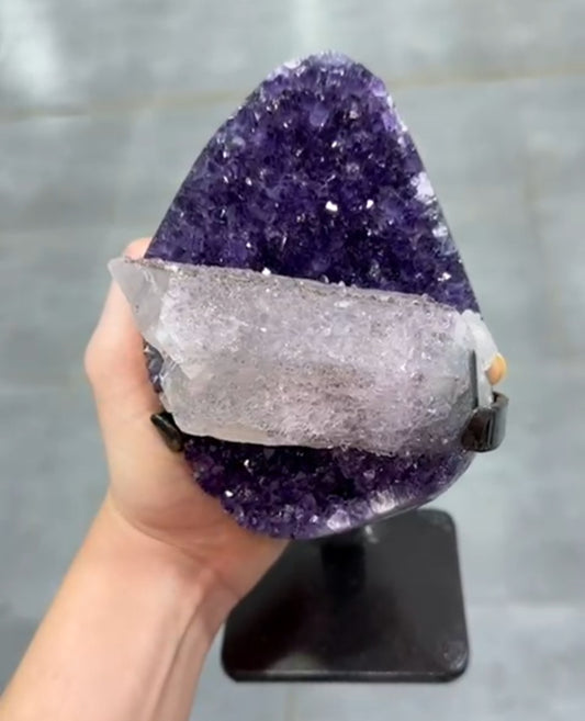 Premium Amethyst Cluster Ft. Natural Calcite Formation