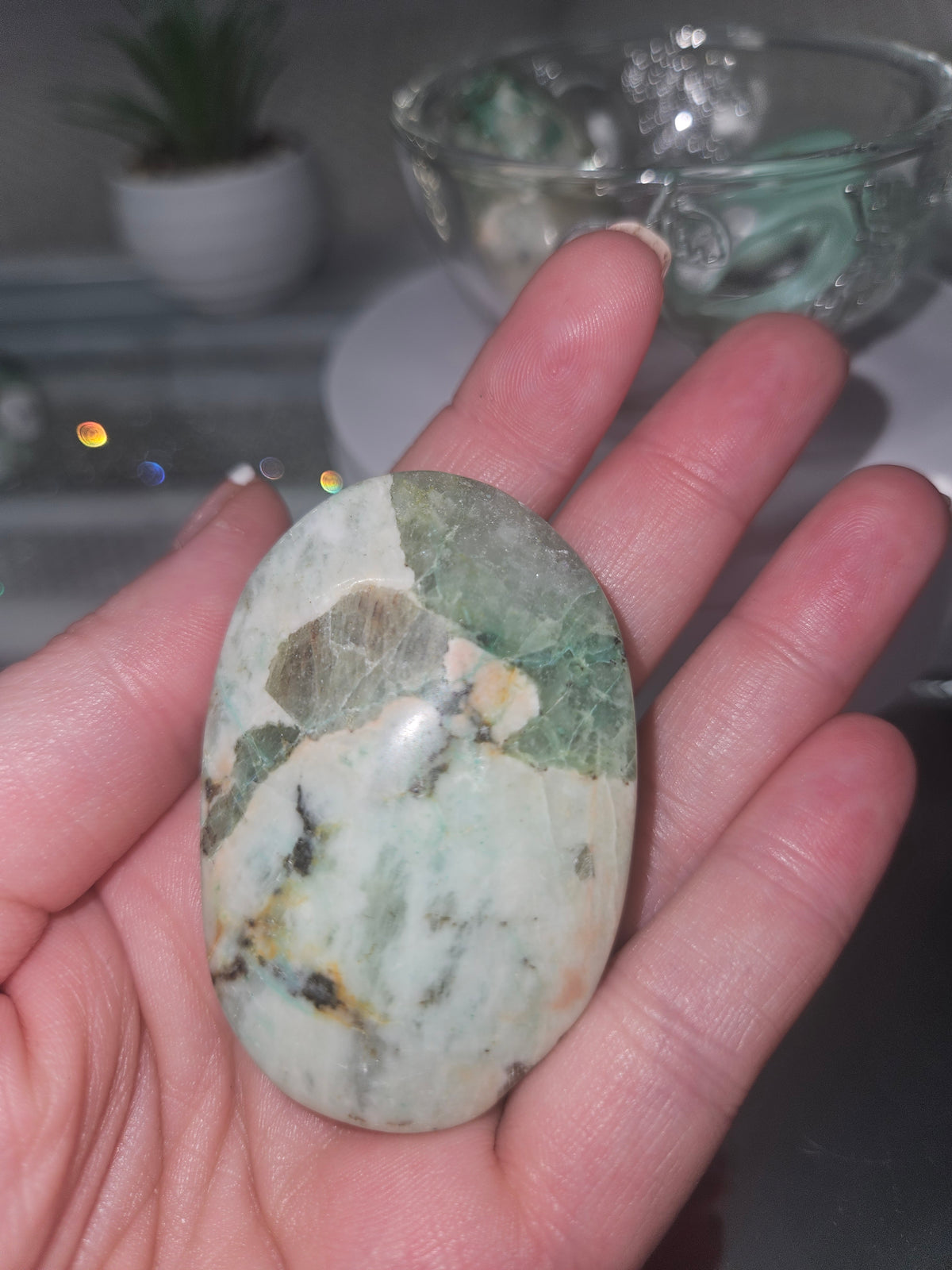 Natural Chrysocolla Palm Stone C