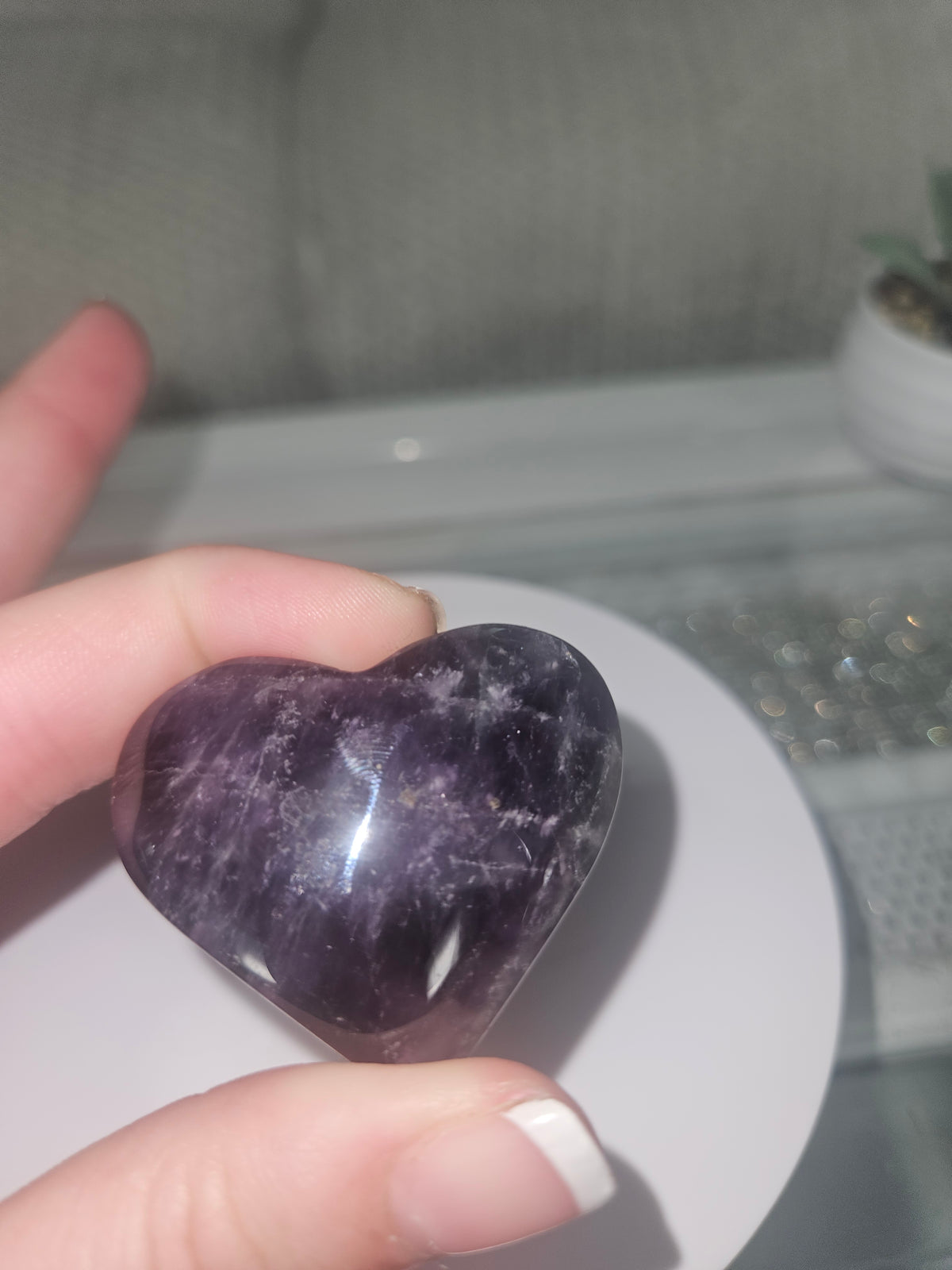 Amethyst Heart Tumbled Stones - Intuitively Chosen
