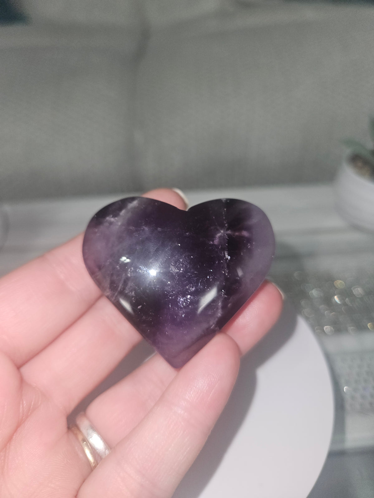 Amethyst Heart Tumbled Stones - Intuitively Chosen