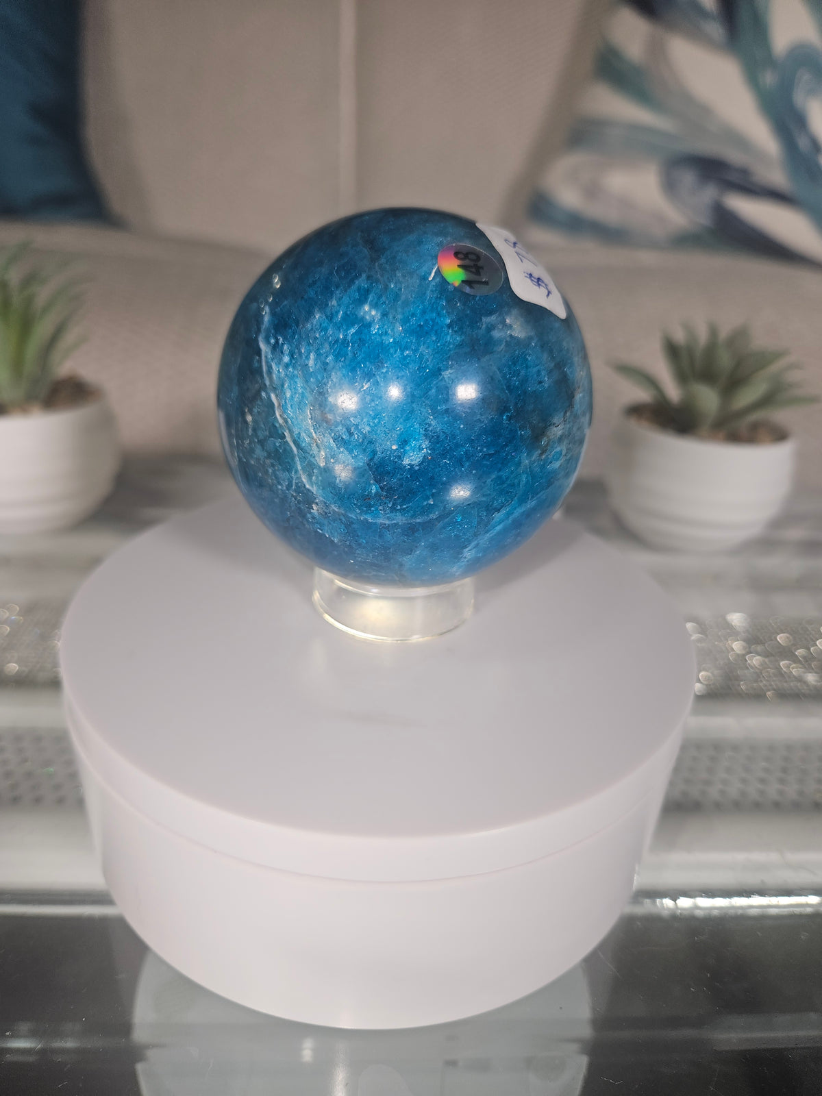 Natural Blue Apatite Sphere