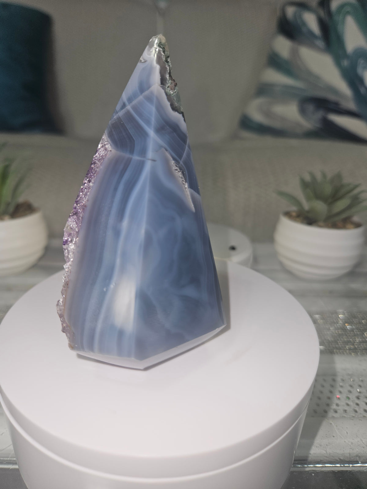 Agate Diamond with Natural Amethyst Druzy