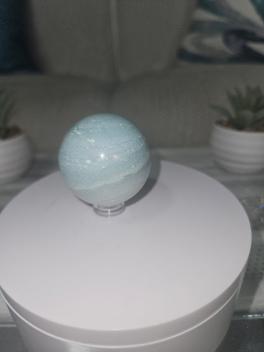 Natural Sky Blue Calcite Sphere