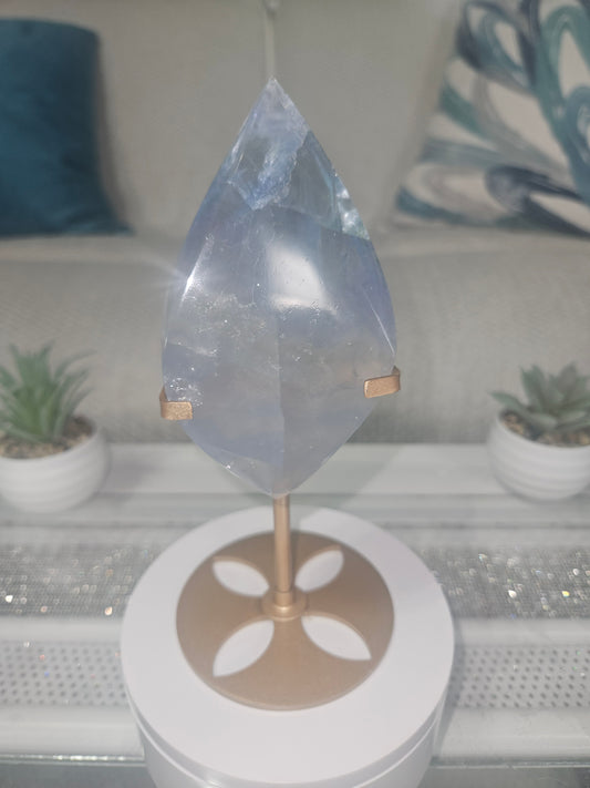 Blue Fluorite Flame on Stand