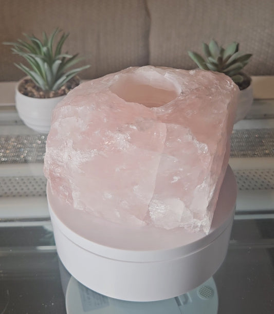 Rose Quartz Candle Holder