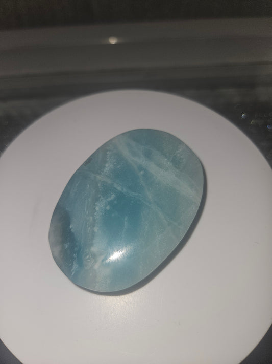 Natural Blue Calcite Palm Stone A