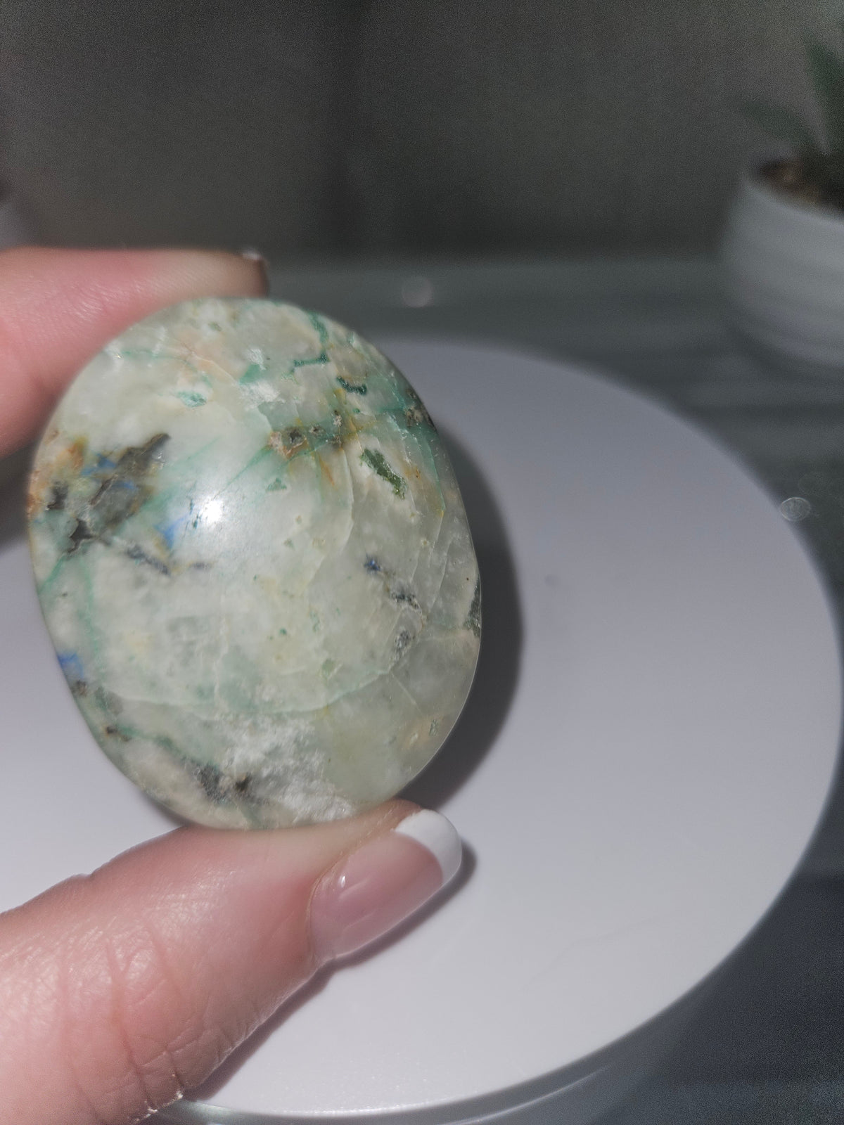 Natural Chrysocolla Palm Stone B
