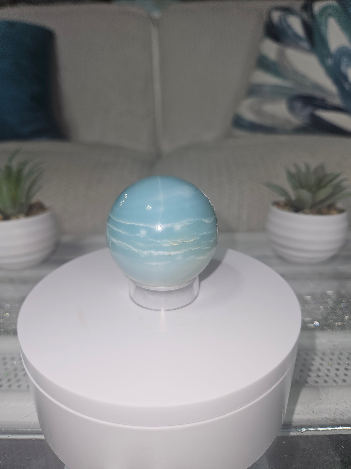 Natural Sky Blue Calcite Sphere