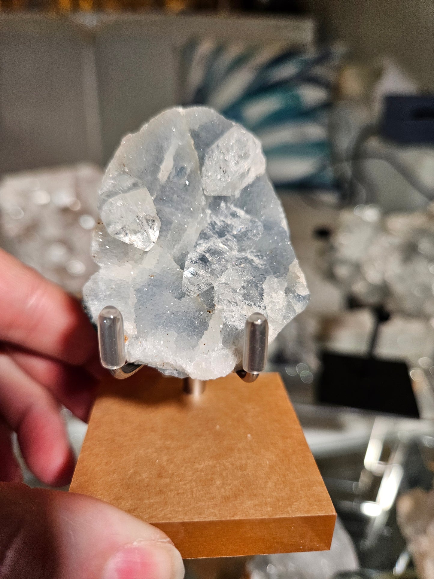 Apophyllite on blue chalcedony